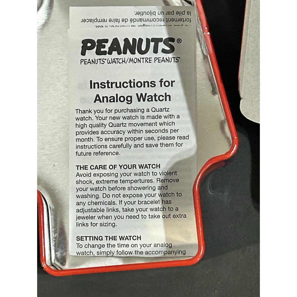 VINTAGE PEANUTS SNOOPY & WOODSTOCK QUARTZ BIG BARREL WATCH - Picture 9 of 10
